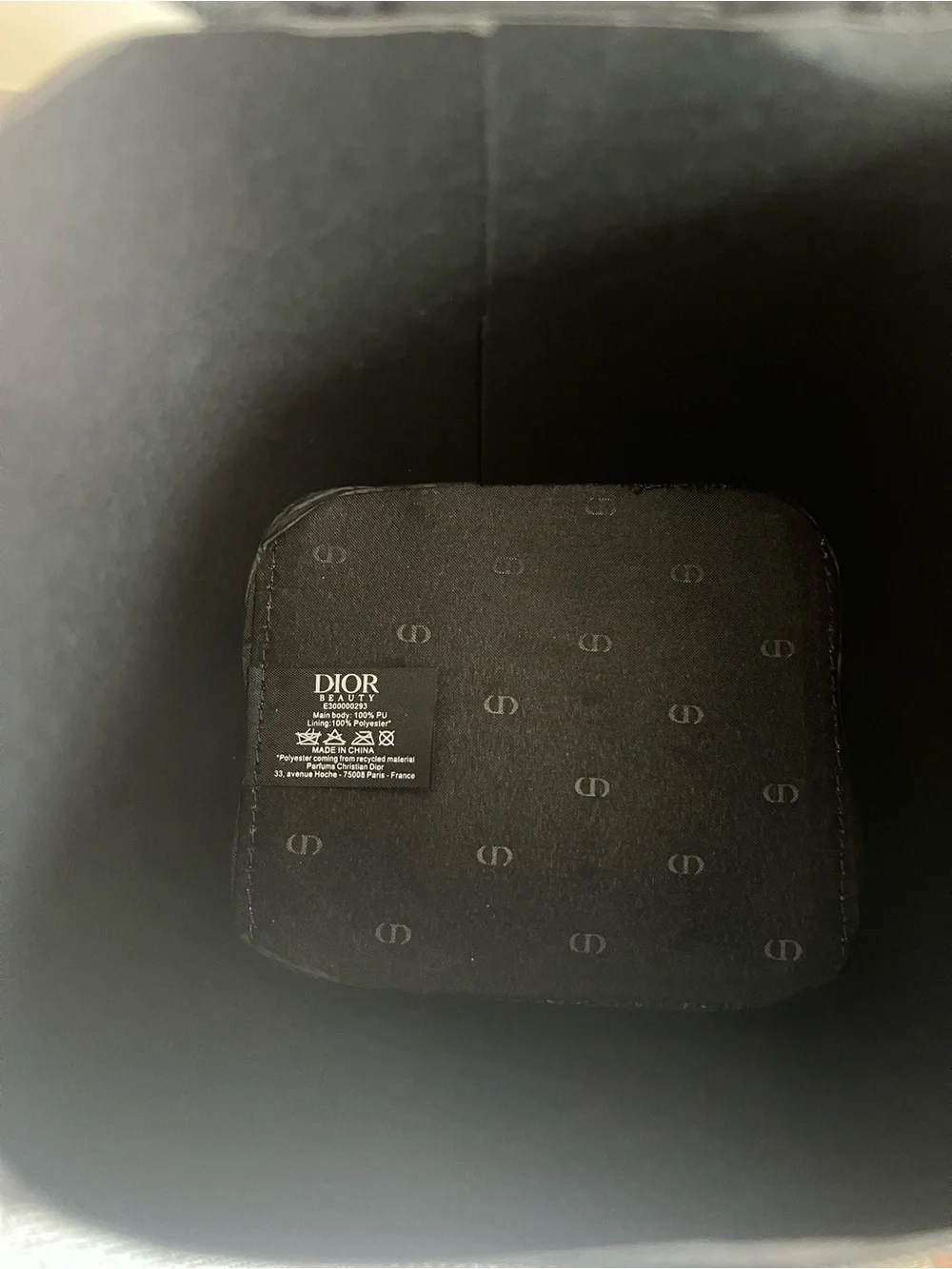 Dior Black Patent Leather Cosmetic Pouch with Embossed CD Logo